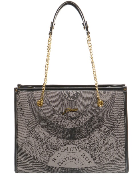 GATTINONI PLANETARIUM Borsa a spalla manici catena monochrom lt grey/ black - Borse Donna
