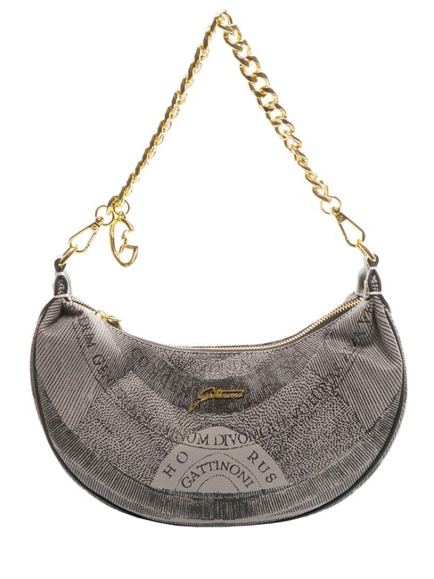 GATTINONI PLANETARIUM Borsa hobo mezzaluna con tracolla monochrom lt grey/ black - Borse Donna