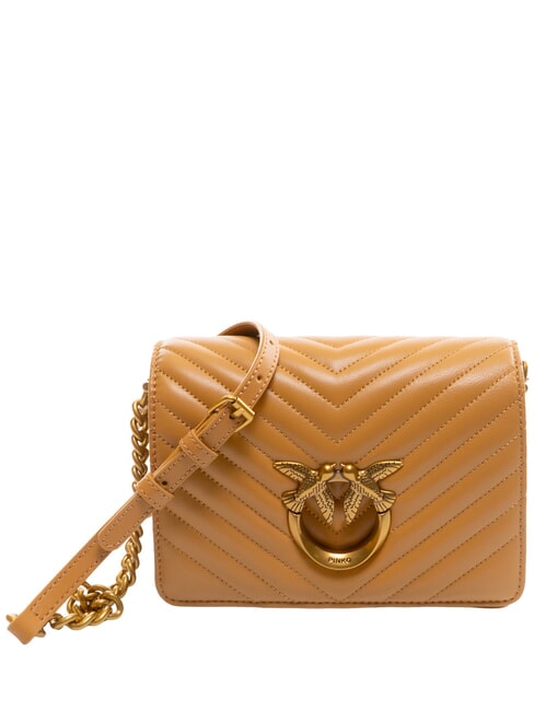 PINKO LOVE CLICK MINI Borsa in nappa trapuntata torrone-antique gold - Borse Donna