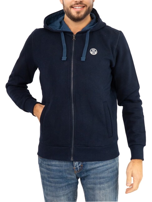 NORTH SAILS PATCH Felpa full zip con cappuccio navy blue - Felpe Uomo