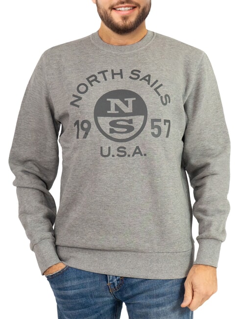 NORTH SAILS LOGO Felpa a girocollo con maxi stampa medium grey melange - Felpe Uomo