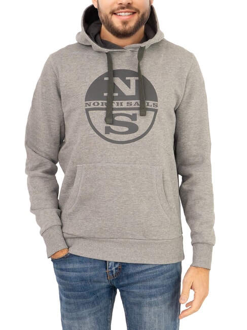 NORTH SAILS LOGO Felpa con cappuccio e tasca medium grey melange - Felpe Uomo