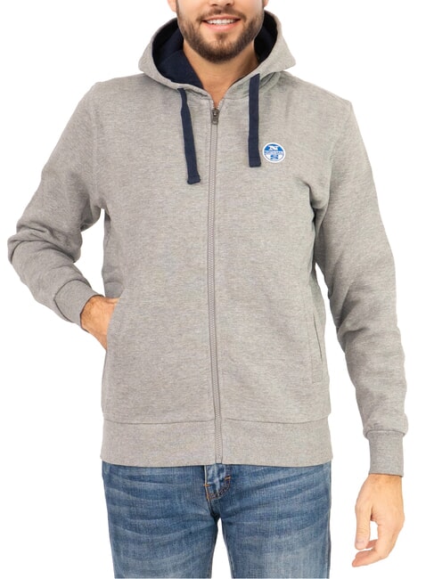 NORTH SAILS PATCH Felpa full zip con cappuccio medium grey melange - Felpe Uomo