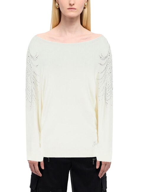 GUESS BAT SLEEVE LORETTA Maglione scollo a barca relaxed fit cremwhi - Maglie Donna