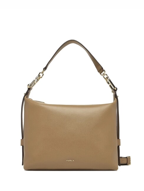 FURLA TONIE Borsa a spalla in pelle con tracolla toffee - Borse Donna