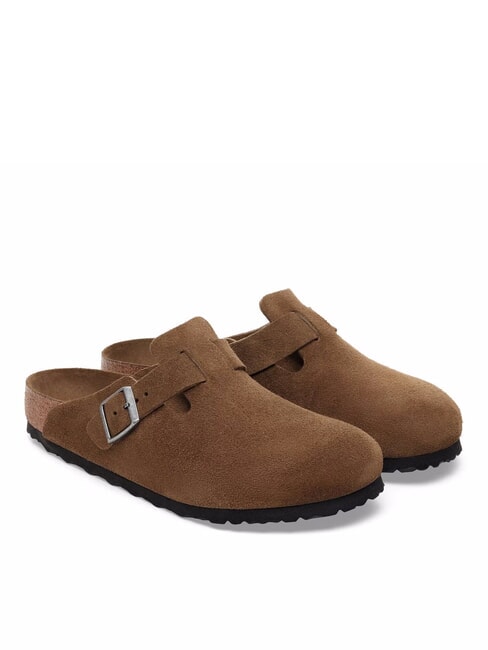 BIRKENSTOCK BOSTON Ciabatta sabot in pelle suede dark tea - Scarpe Unisex