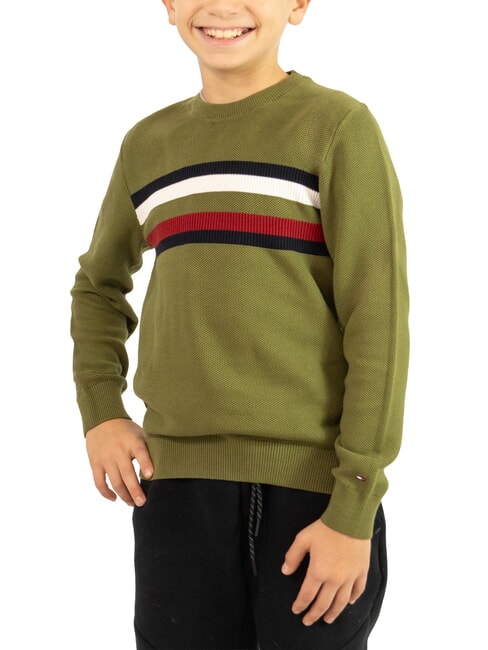 TOMMY HILFIGER TH KIDS Maglione bimbo girocollo cotone putting green - Maglioni Bambini