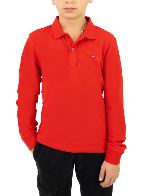 TOMMY HILFIGER TH KIDS Polo a manica lunga da bambino deep crimson - T-shirt Bambino