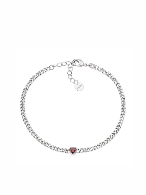 AMEN AMORE Bracciale con cuore zircone rosso rodio - Bracciali Donna