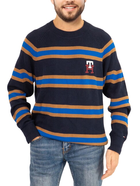 TOMMY HILFIGER TH Maglione girocollo cotone ricamo logo desert sky/ultra blue - Maglie Uomo