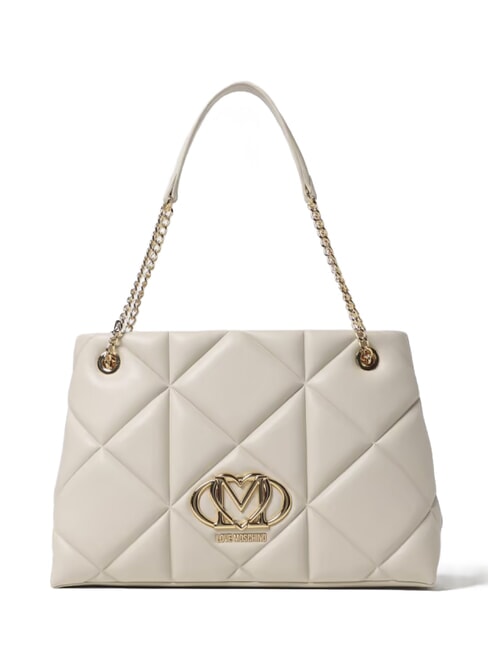 LOVE MOSCHINO GEOMETRIC Borsa a spalla manici catena avorio - Borse Donna