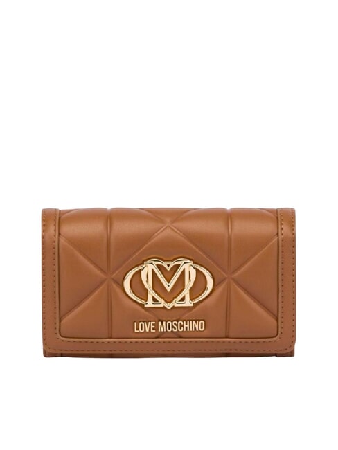 LOVE MOSCHINO LOVE EMBOSSED Portafoglio grande con patta cammello - Portafogli Donna