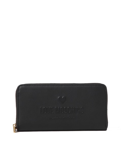 LOVE MOSCHINO LOVE EMBOSSED Portafoglio grande zip around Nero - Portafogli Donna