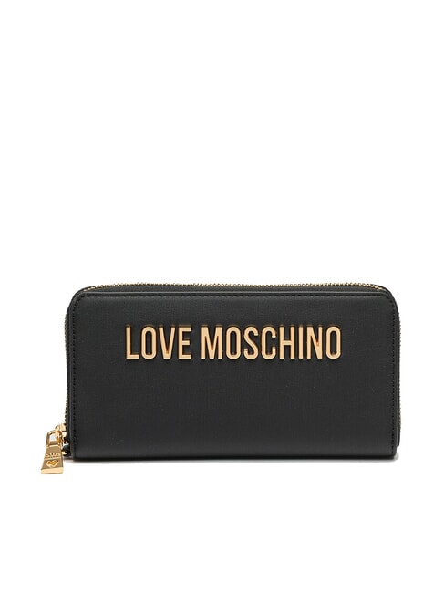 LOVE MOSCHINO LAMINATED BOLD LOVE Portafoglio grande con polsierina Nero - Portafogli Donna