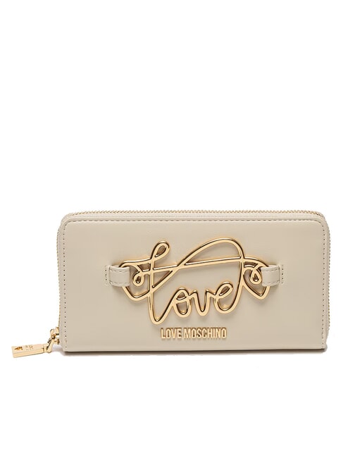 LOVE MOSCHINO SCRIPT Portafoglio grande zip around avorio - Portafogli Donna