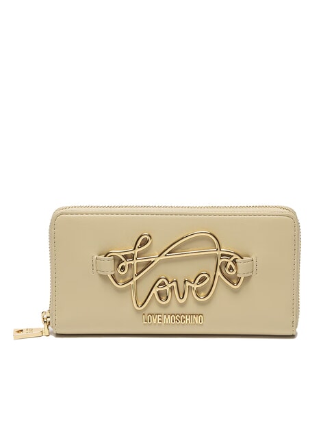 LOVE MOSCHINO SCRIPT Portafoglio grande zip around beige - Portafogli Donna
