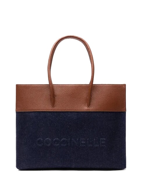 COCCINELLE MYRTHA DENIM Borsa a spalla blue den/cognac - Borse Donna