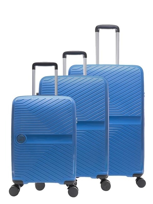 LESAC SLIDE Set Cabin + Medio e Grande espandibili, ultraresistenti haze blue - Trolley Rigidi