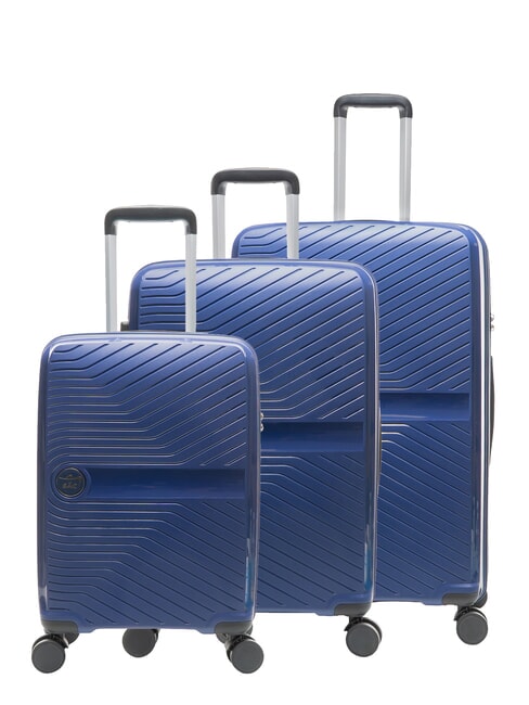 LESAC SLIDE Set Cabin + Medio e Grande espandibili, ultraresistenti royal blue - Trolley Rigidi