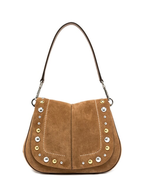 GIANNI CHIARINI HELENA ROUND Borsa in pelle scamosciata doppia funzione caramel - Borse Donna
