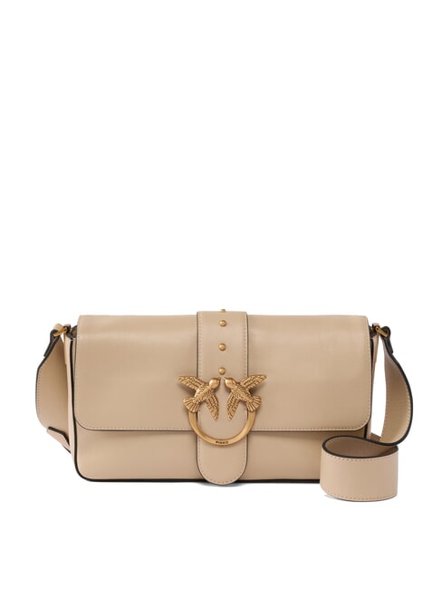 PINKO LOVE ONE CLASSIC SLOUCHY Borsa a spalla in pelle beige-grigio fumo-antique gold - Borse Donna