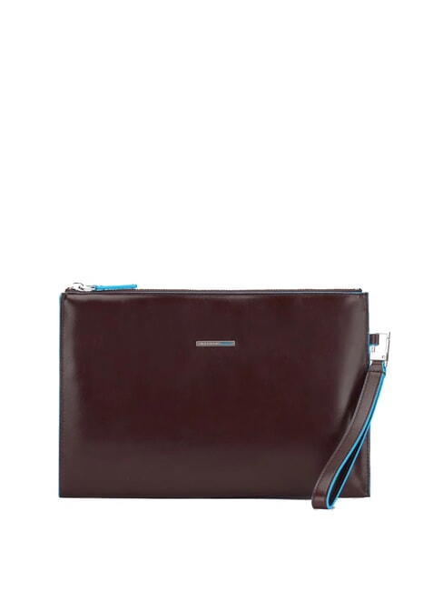 PIQUADRO BLUE SQUARE Pochette piatta in pelle MOGANO - Borse Donna
