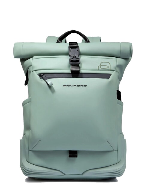 PIQUADRO CORNER SPECIALE GOMMATO Zaino roll-top porta pc 15.6" VERDE - Zaini da lavoro porta PC