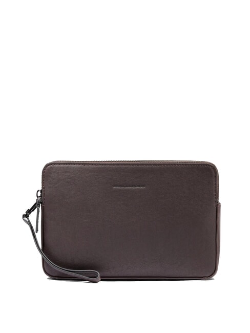 PIQUADRO BLACK SQUARE Pochette uomo in pelle con polsierina MORO - Porta tablet & Organizer