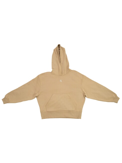 CALVIN KLEIN CK JEANS Felpa in cotone con cappuccio e tasca travertine - Felpe Donna