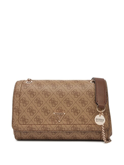 GUESS NOELLE 2 Borsa convertible con flap latte logo/brown - Borse Donna