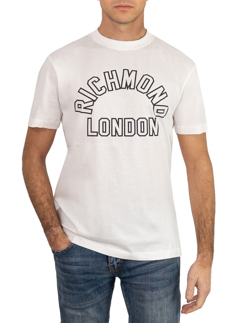 JOHN RICHMOND KORDIS BOXY T-shirt in cotone maxi stampa white/blk - T-shirt Uomo