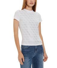 GUESS MOCK NECK ALL OVER 4G T-shirt slim fit con strass - T-shirt e Top Donna