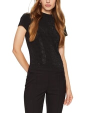 GUESS MOCK NECK ALL OVER 4G T-shirt slim fit con strass - T-shirt e Top Donna