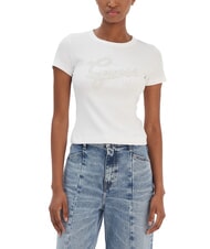 GUESS STUDS SCRIPT T-shirt manica corta slim fit - T-shirt e Top Donna
