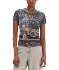 GUESS BELT WRAPPED T-shirt slim fit stampa all over - T-shirt e Top Donna