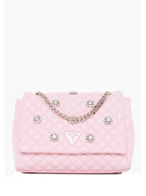 GUESS EVERLEE Borsa trapuntata convertible con applicazioni rose water - Borse Donna