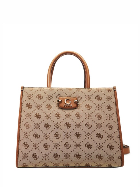 GUESS NEDA Borsa tote a mano in tessuto jacquard LATTE LOGO - Borse Donna