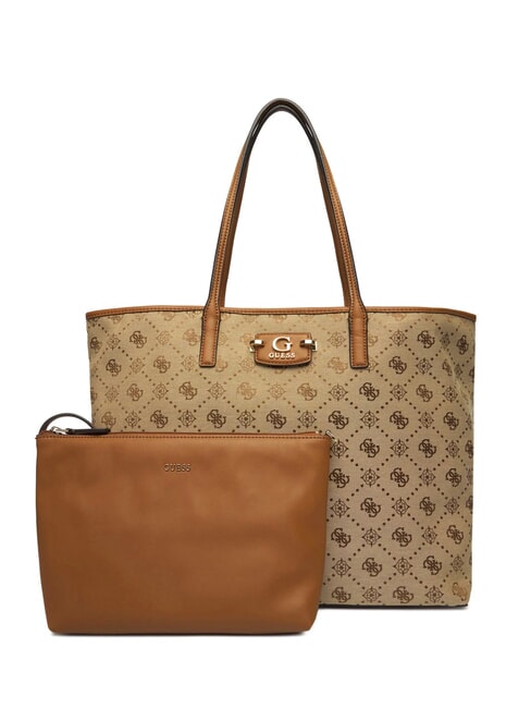 GUESS NEDA Borsa shopper in tessuto jacquard con pochette LATTE LOGO - Borse Donna