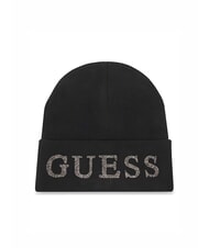GUESS KNITTED Cappello beanie logo strass NERO - Cappelli - 1