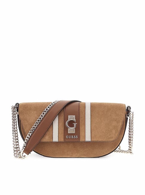 GUESS ERENIA Borsa a tracolla in pelle scamosciata COGNAC MULTI - Borse Donna