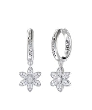 GUESS WHITE LOTUS Orecchini a cerchio con charms fiori - Orecchini