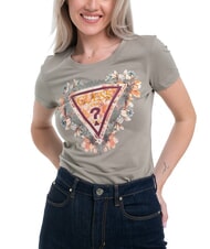 GUESS TRIANGLE FLOWERS T-shirt stretch con stampa - T-shirt e Top Donna