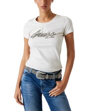 GUESS HOT FIX T-Shirt in cotone muted stone - T-shirt e Top Donna - 1