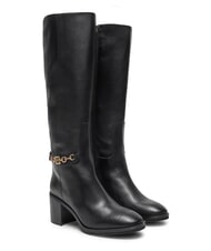 TOMMY HILFIGER TH CHAIN Stivali alti in pelle con catena - Scarpe Donna