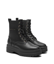 TOMMY HILFIGER TH ELASTIC RIB LACEUP Scarponcini stringati in pelle black - Scarpe Donna - 1