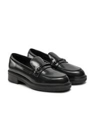 CALVIN KLEIN LOAFER BAR SAFF Mocassini in pelle con inserto saffiano black - Scarpe Donna - 1