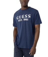 GUESS MARINA PRINT T-shirt manica corta con taschino endless blue - T-shirt Uomo - 1