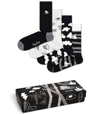 HAPPY SOCKS BLACK AND WHITE Gift Set 4 Paia di Calze - Calze Uomo