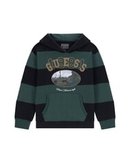 GUESS KIDS Felpa bambino a strisce con cappuccio green/black combo - Felpe Bambini - 1