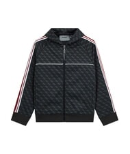 GUESS KIDS Felpa da bambino full zip con cappuccio 4g jacquard jet blac - Felpe Bambini - 1